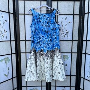 Taylor Blue and White Floral Dress